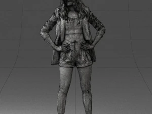 дівчина в чорній міні-спідниці 0324 3D Модель