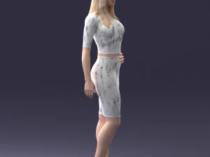 girl in white tight dress 0327 3D Model