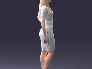 girl in white tight dress 0327 3D Model
