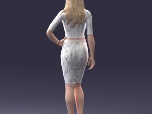 girl in white tight dress 0327 3D Model