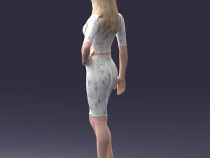 girl in white tight dress 0327 3D Model