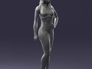 girl in white tight dress 0327 3D Model