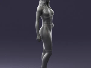 girl in white tight dress 0327 3D Model