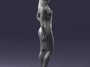 girl in white tight dress 0327 3D Model