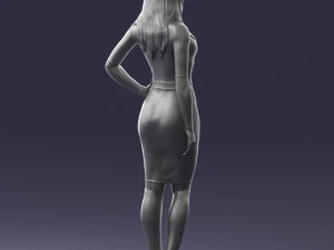 girl in white tight dress 0327 3D Model