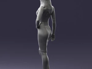 girl in white tight dress 0327 3D Model