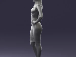 girl in white tight dress 0327 3D Model