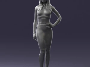 girl in white tight dress 0327 3D Model