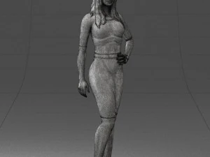 girl in white tight dress 0327 3D Model