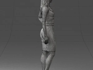 girl in white tight dress 0327 3D Model