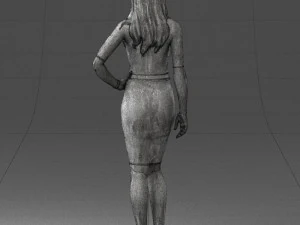 girl in white tight dress 0327 3D Model