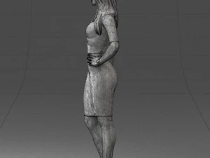 girl in white tight dress 0327 3D Model