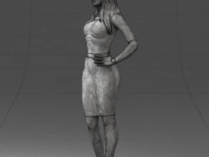 girl in white tight dress 0327 3D Model