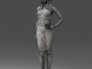 girl in white tight dress 0327 3D Model