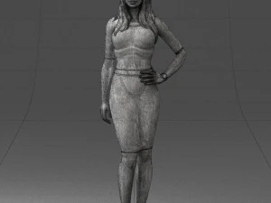 girl in white tight dress 0327 3D Model