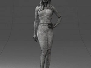 girl in white tight dress 0327 3D Model