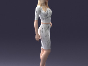 girl in white tight dress 0327 3d print ready 3D Print Model