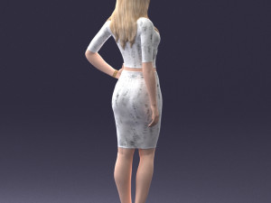 girl in white tight dress 0327 3d print ready 3D Print Model