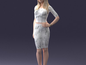 girl in white tight dress 0327 3d print ready 3D Print Model