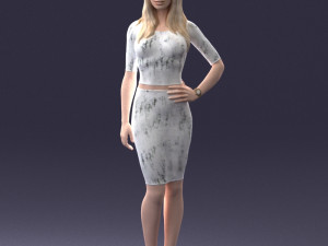 girl in white tight dress 0327 3d print ready 3D Print Model