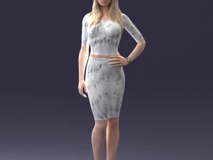 girl in white tight dress 0327 3d print ready 3D Print Model