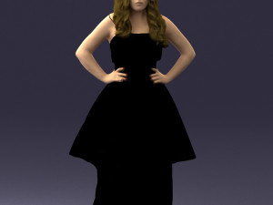 fat woman in black dress 0340 3d print ready Modèles 3D en vedette