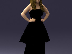 fat woman in black dress 0340 3d print ready Modèles 3D en vedette