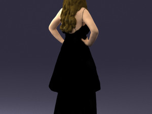fat woman in black dress 0340 3d print ready Modèles 3D en vedette