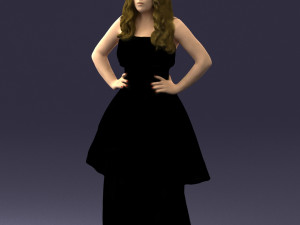 fat woman in black dress 0340 3d print ready Modèles 3D en vedette