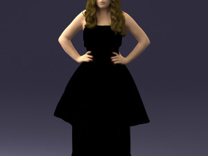 fat woman in black dress 0340 3d print ready Modèles 3D en vedette