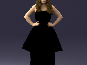 fat woman in black dress 0340 3d print ready Modèles 3D en vedette