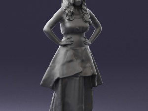 fat woman in black dress 0340 3d print ready Modèles 3D en vedette