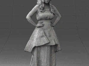 fat woman in black dress 0340 3d print ready 3D Print Model