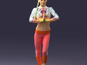 wanita muda dalam pose yoga 0348 Model 3D