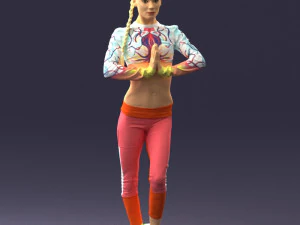 young woman in yoga pose 0348 3D Model