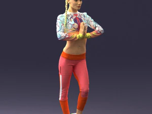 young woman in yoga pose 0348 3D Model