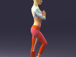 young woman in yoga pose 0348 3D Model