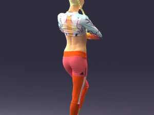 young woman in yoga pose 0348 3D Model