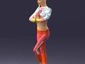 young woman in yoga pose 0348 3D Model