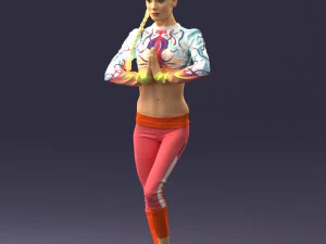 young woman in yoga pose 0348 3D Model