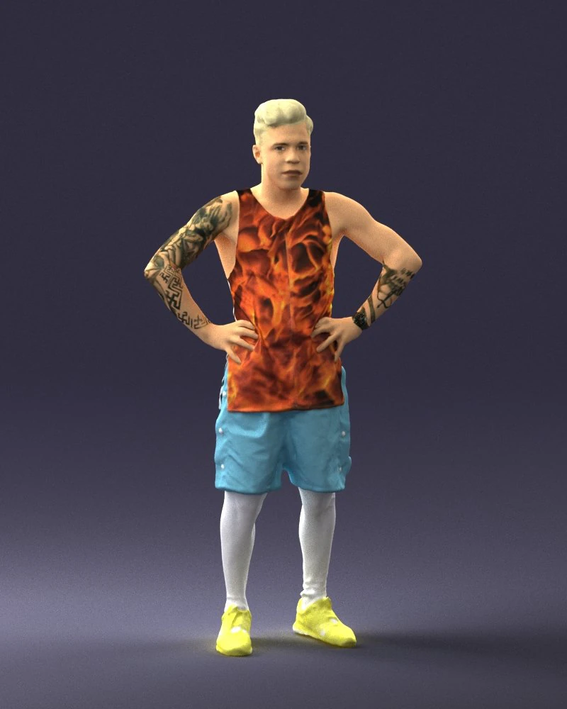 man with tatoo in pose 0346 3D Model .c4d .max .obj .3ds .fbx .stl .blend 