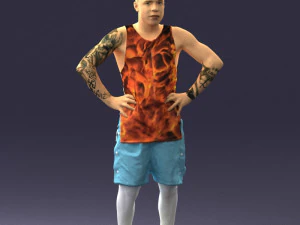 man met tatoeage in pose 0346 3D Model