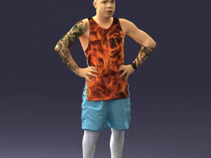 man with tatoo in pose 0346 3D Model