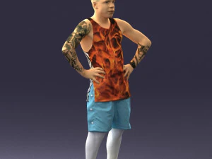 man with tatoo in pose 0346 3D Model