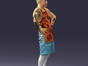 man with tatoo in pose 0346 3D 모델