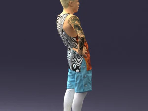 man with tatoo in pose 0346 3D Model