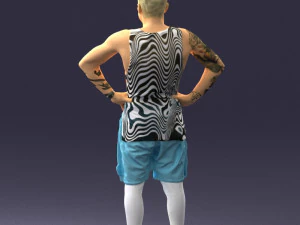 man with tatoo in pose 0346 3D Model