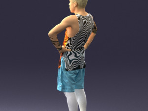 man with tatoo in pose 0346 3D 모델