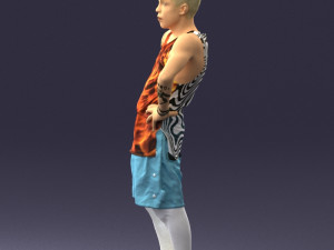 man with tatoo in pose 0346 3D 모델