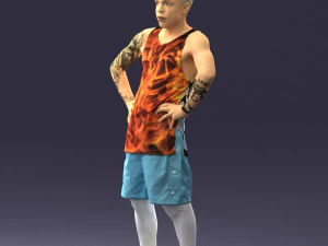 man with tatoo in pose 0346 3D Model